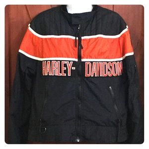 Harley-Davidson Black Jacket with Bold Orange Stripe
